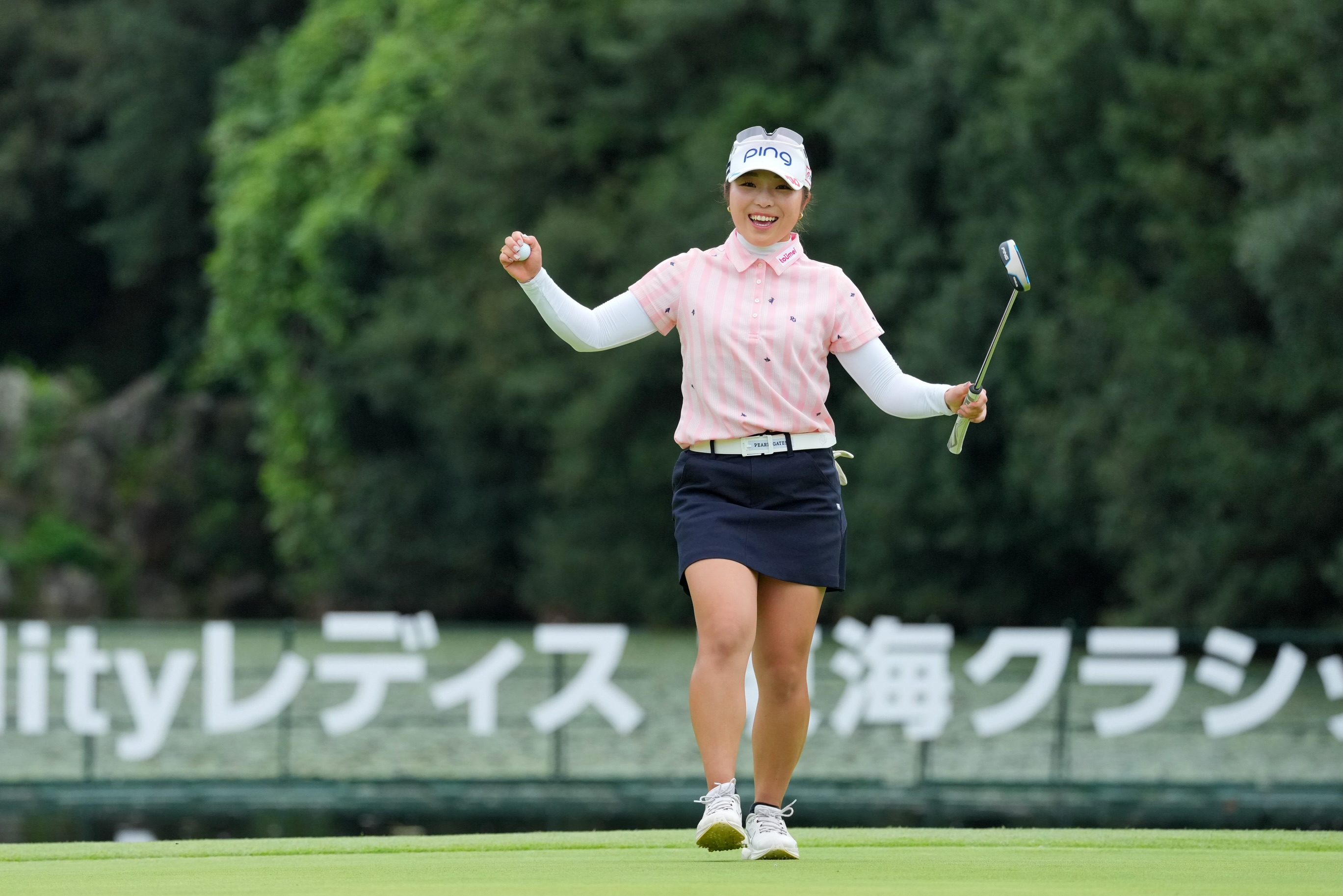 選手応援タオルに、S.ランクン、原英莉花、河本結、稲見萌寧の4選手が