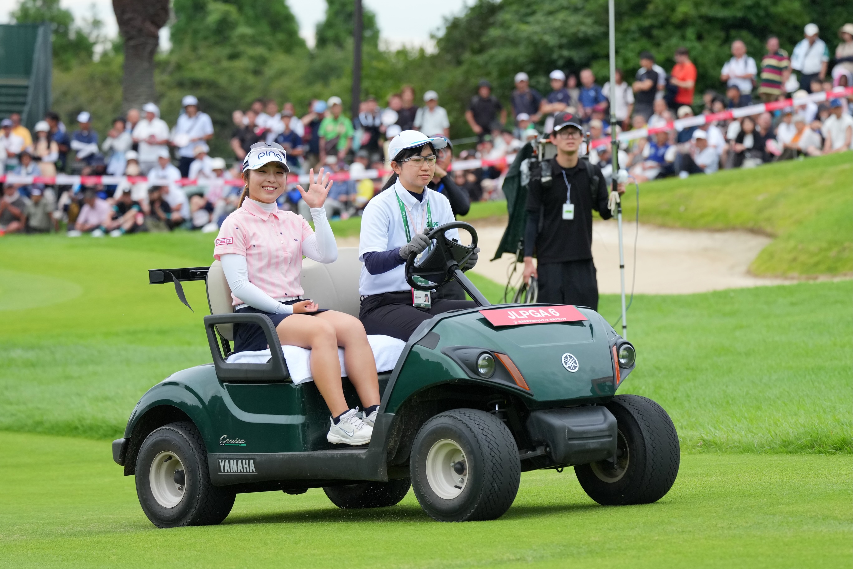 選手応援タオルに、S.ランクン、原英莉花、河本結、稲見萌寧の4選手が