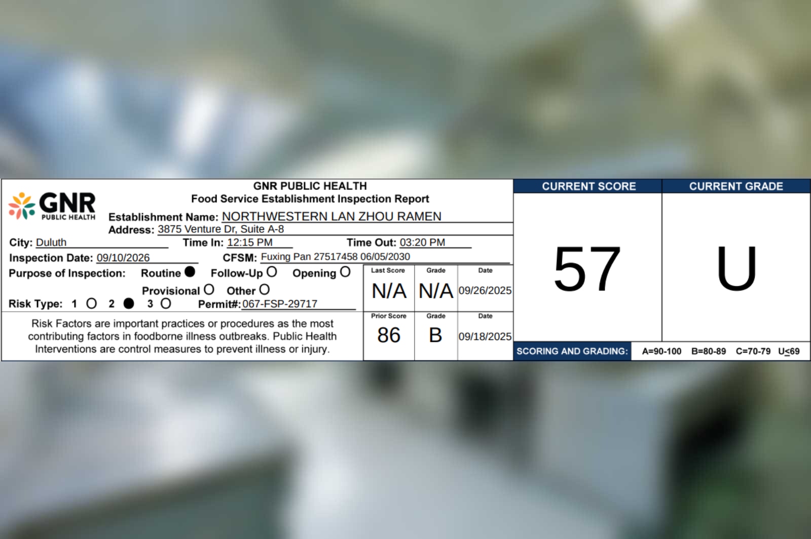 This Gwinnett County establishment scored a 57% on a recent health