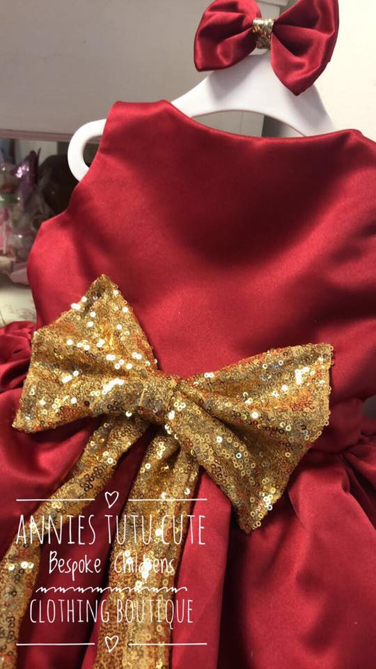 Stunning red and gold holiday dress for Christmas parties