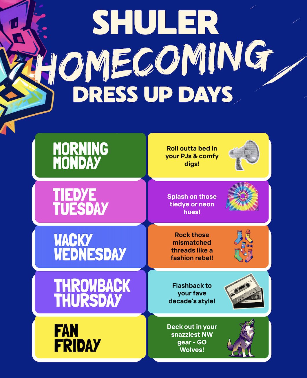 homecoming theme dress up days Shuler Elementary School week dress-up homecoming dress up days ideas