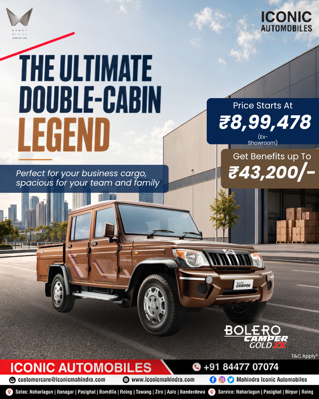 Mahindra Bolero Camper Gold ZX double-cabin pickup truck for