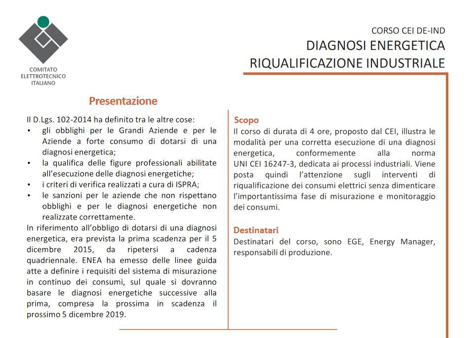 CEI - Comitato Elettrotecnico Italiano - Prima edizione del Corso DE ...