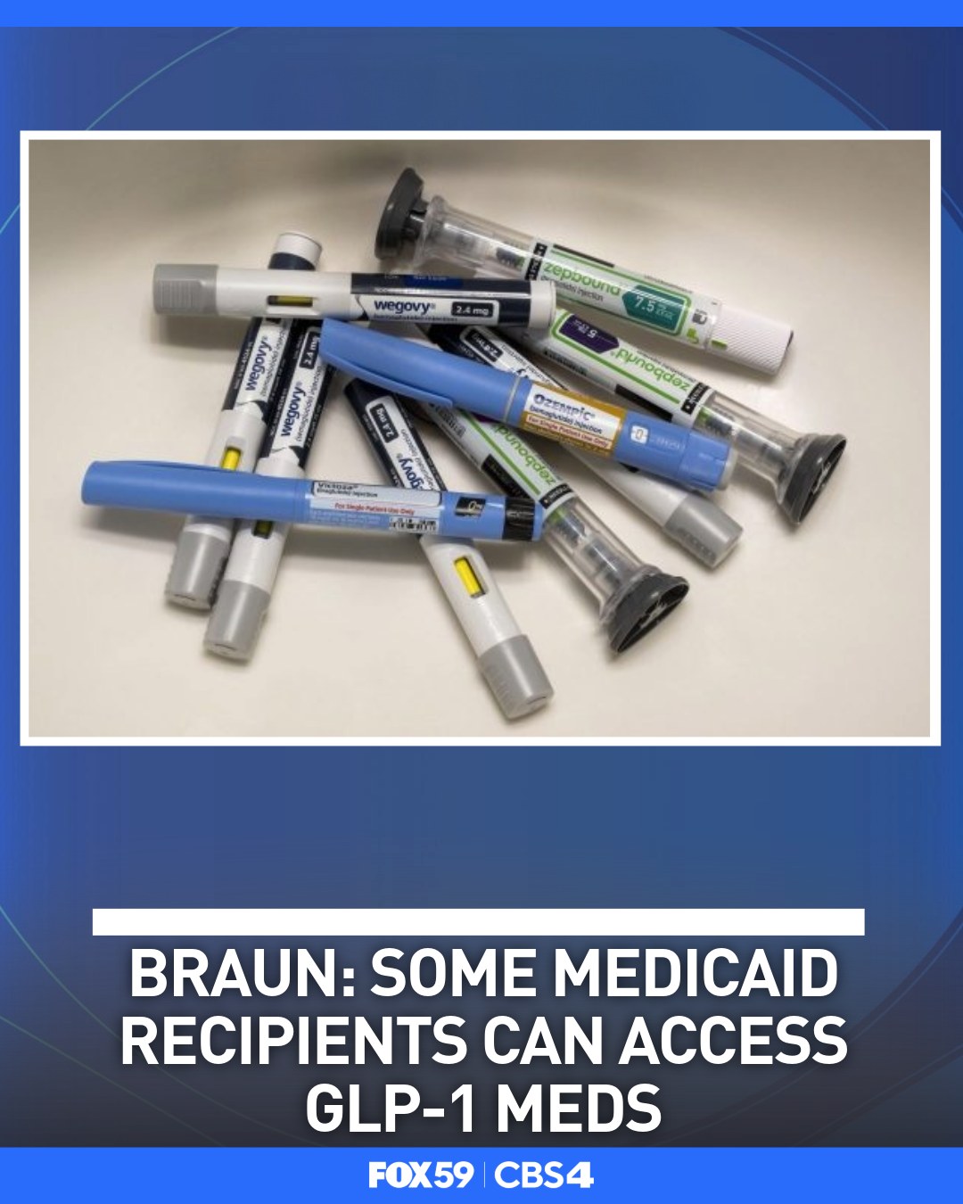 The office of Indiana Gov. Mike Braun announced on Thursday that some Indiana Medicaid recipients will now be able to have access to select GLP-1 medications. https://fox59.com/indianapolitics/braun-some-indiana-medicaid-recipients-can-have-access-to 