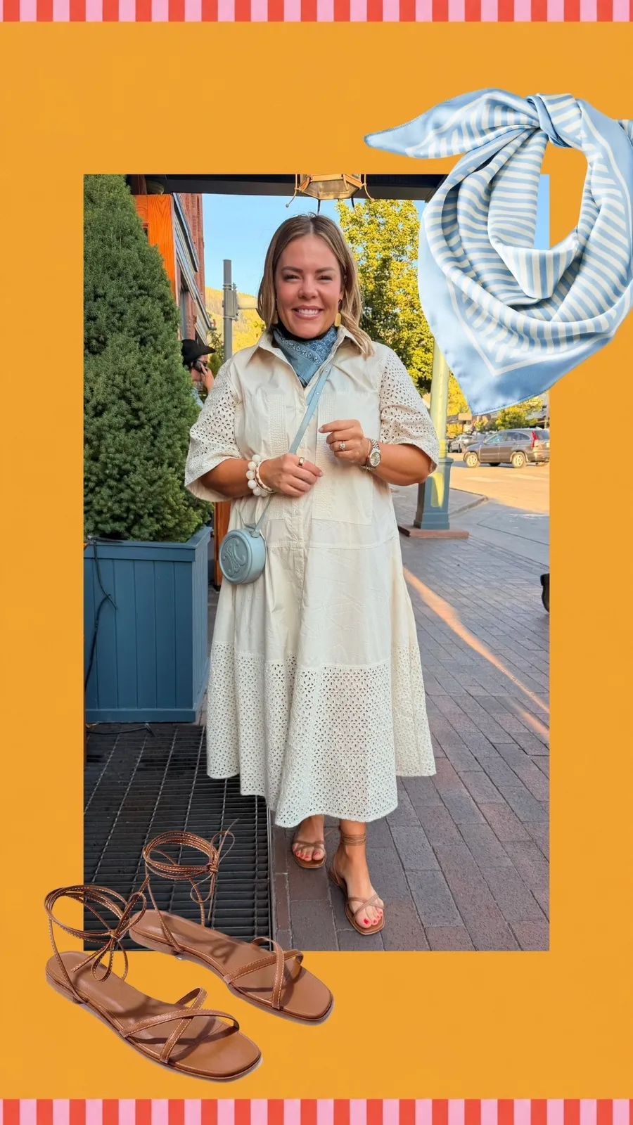 blue dress brown sandals Date night perfection! 💙 I love how the scarf completely changes this white and gives the whole look a fun pop of color. Add simple and DONE! Comment COSY Women's Black Backless Dress TROUSER WAIST SIZE:38 INCH WAIST | REGULAR LENGTH Zip closure