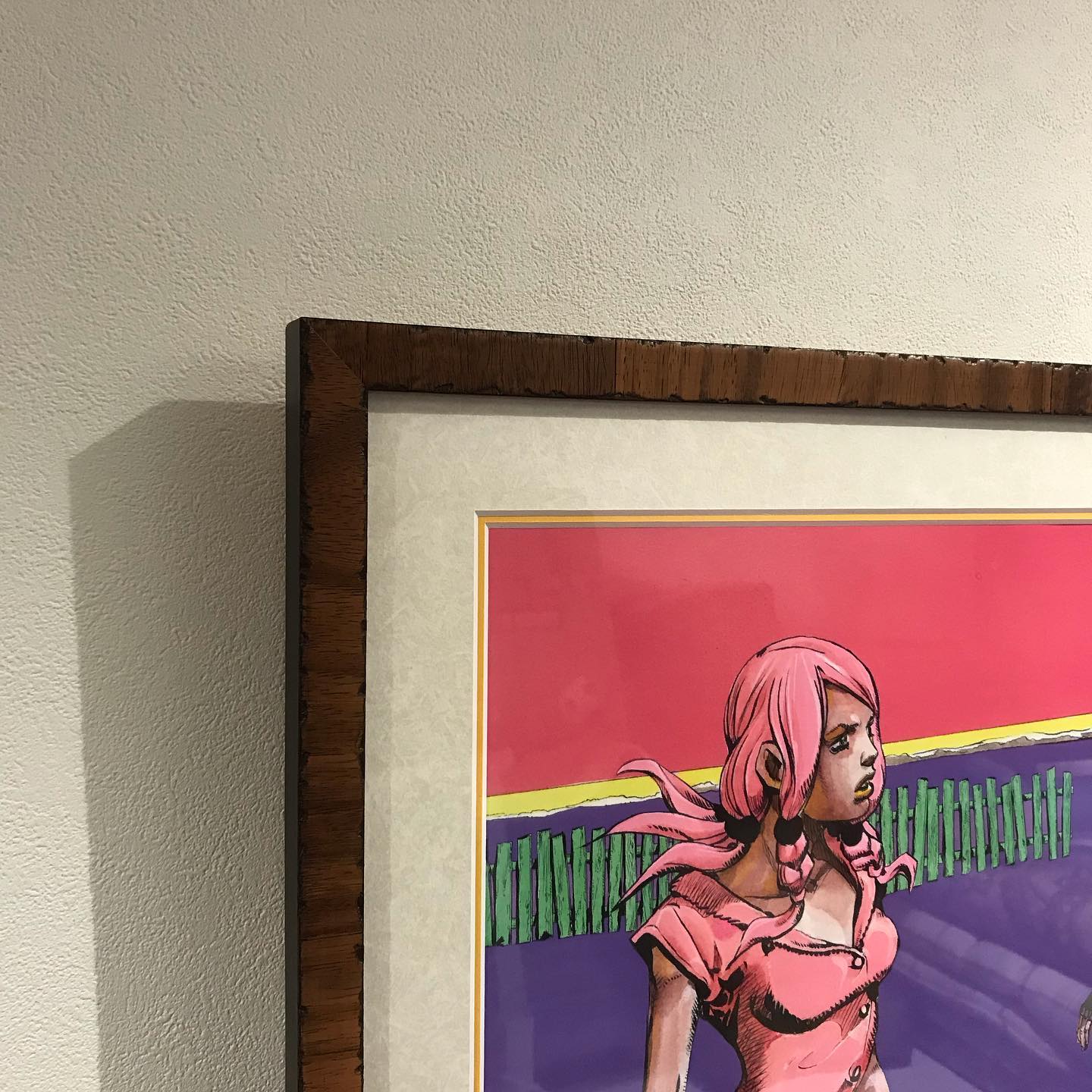 ジョジョリオンのポスターを木製のダブルマット付きの額縁に飾りました