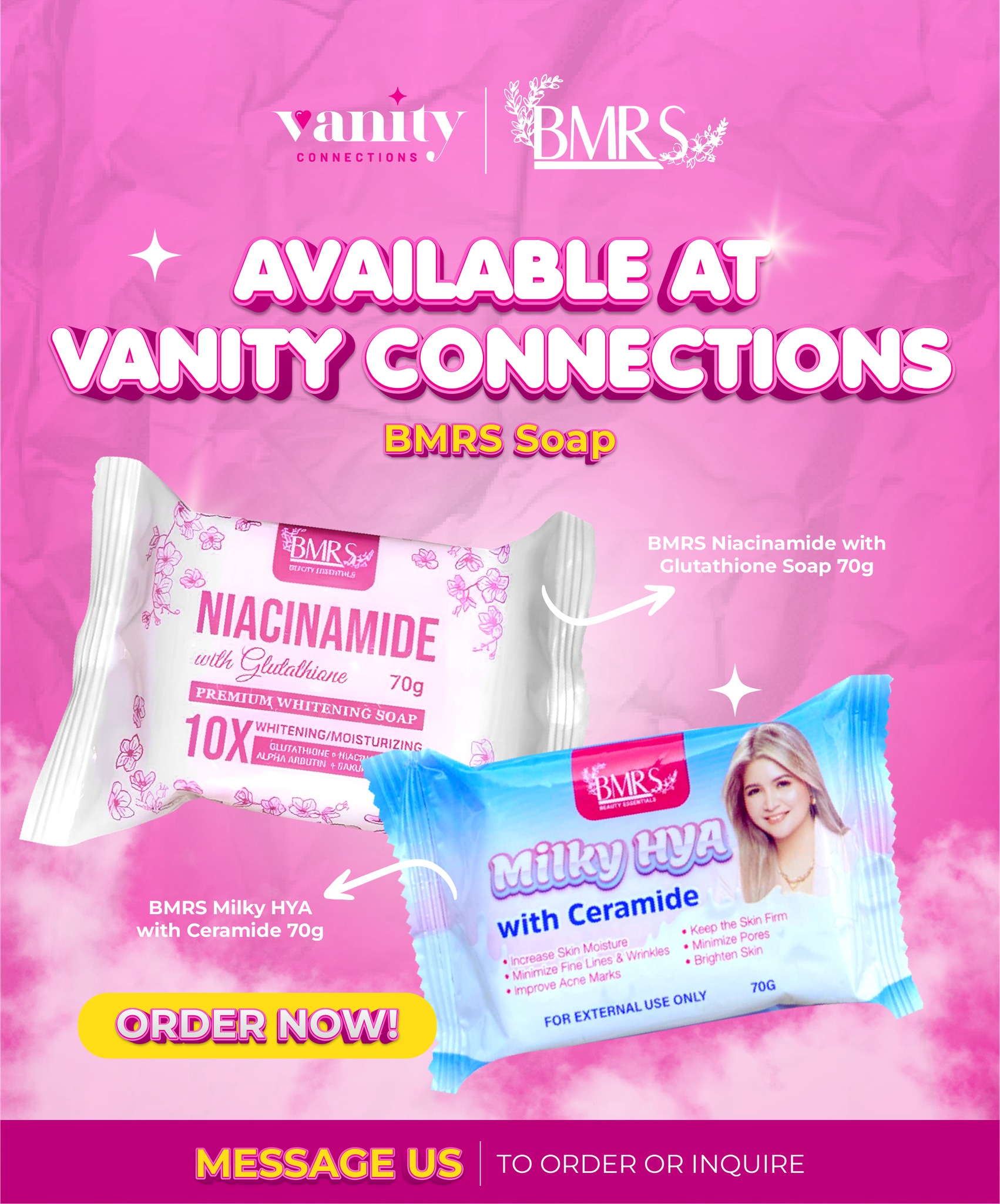 bmrs niacinamide with glutathione soap Available At Vanity Connections Skincare routine