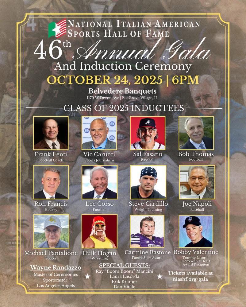 La - On October 24th at the Italian American Sports Hall of Fame 46th ...
