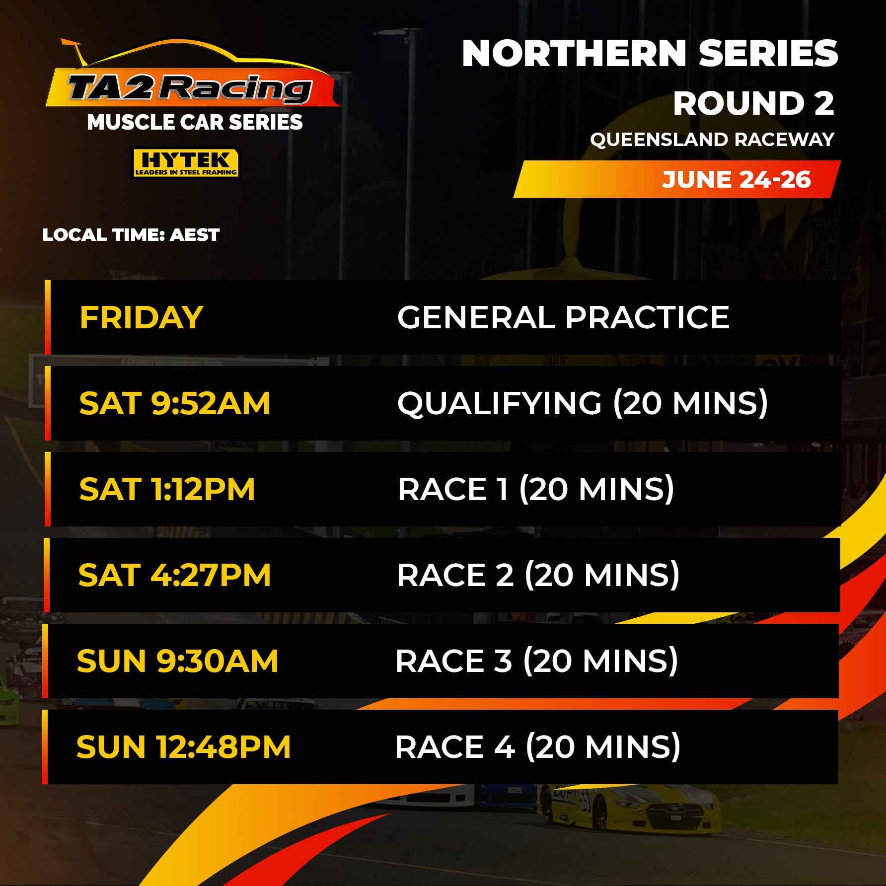 ‼️ WEEKEND SCHEDULE ‼️ Don't miss... - TA2 Racing Australia