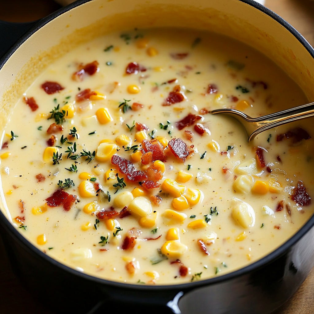 Olivia - 🌽 Creamy Corn Chowder 🥓 This rich and hearty chowder combines ...
