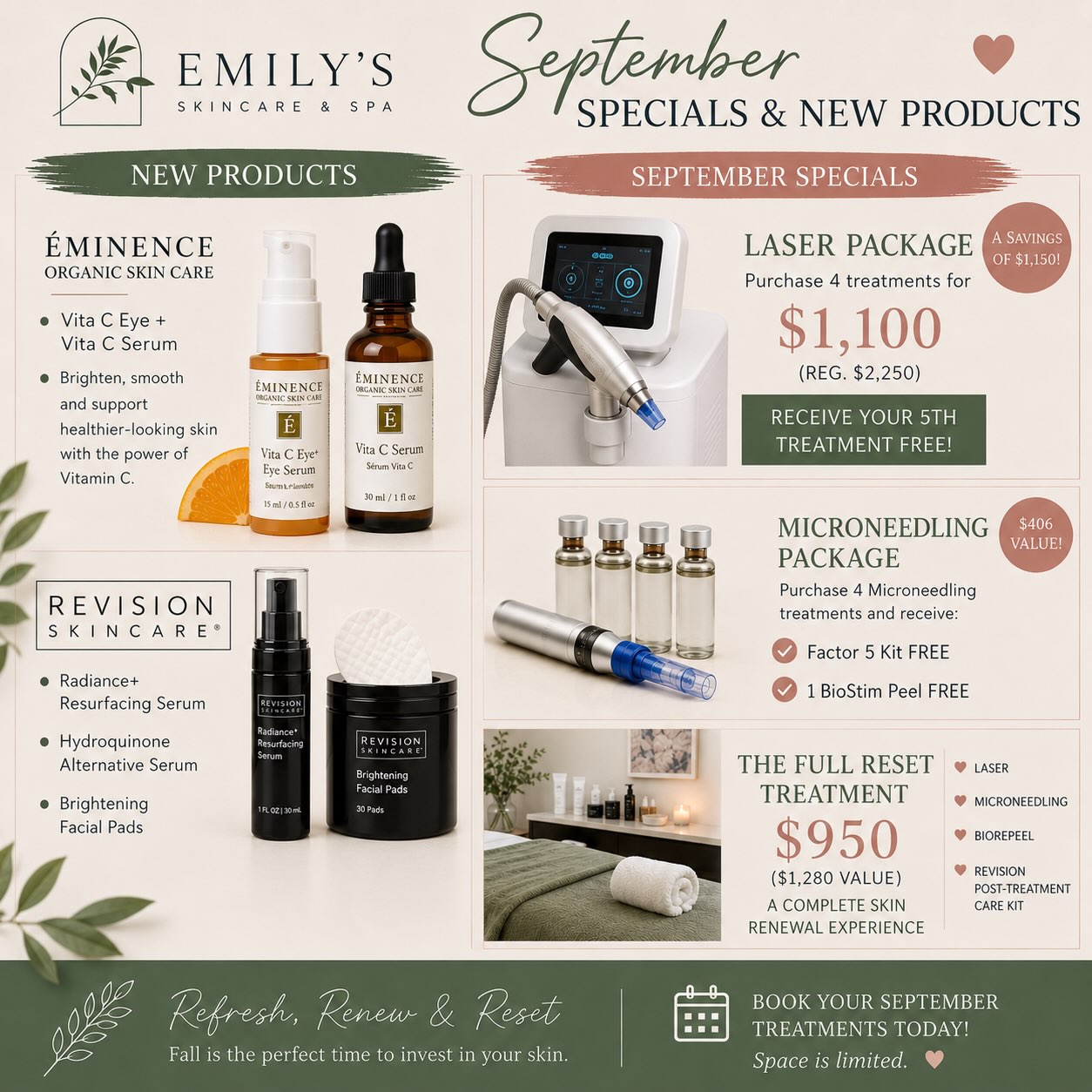 Emily's Skincare & Spa introduces new products and September