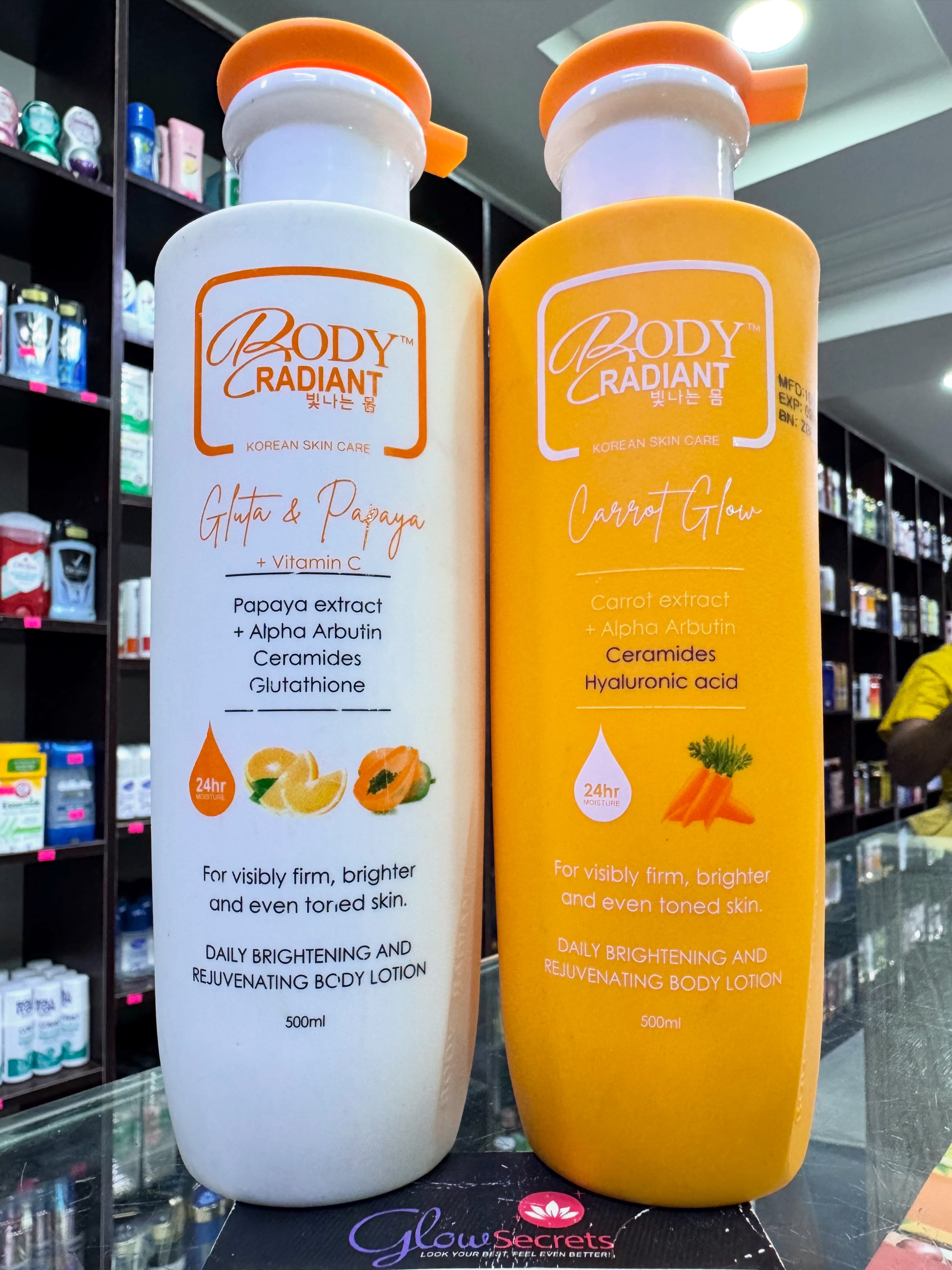 RESTOCK NOTICE!! Achieve a smoother, brighter, and healthier-looking skin with these customer favorites from Body Radiant Korean Skincare. Carrot Glow Body Lotion • Enriched with Carrot Extract, Alpha Arbutin, Ceramides & Hyaluronic