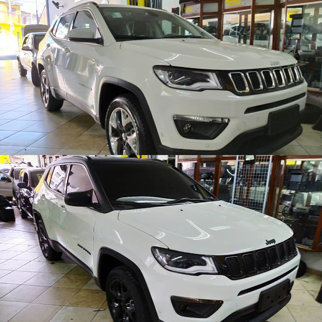 Projeto Jeep Compass... Chrome delete... Envelopamento de teto em preto