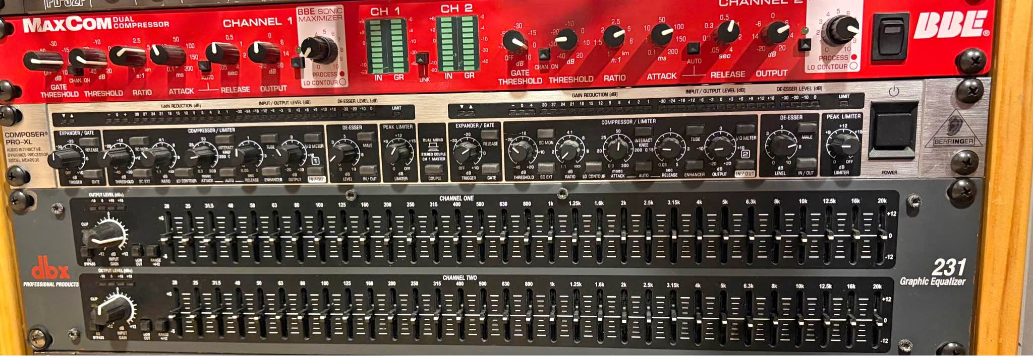 Rack Gear - Compressors and EQ - BBE MaxCom Compressor - Behringer ...