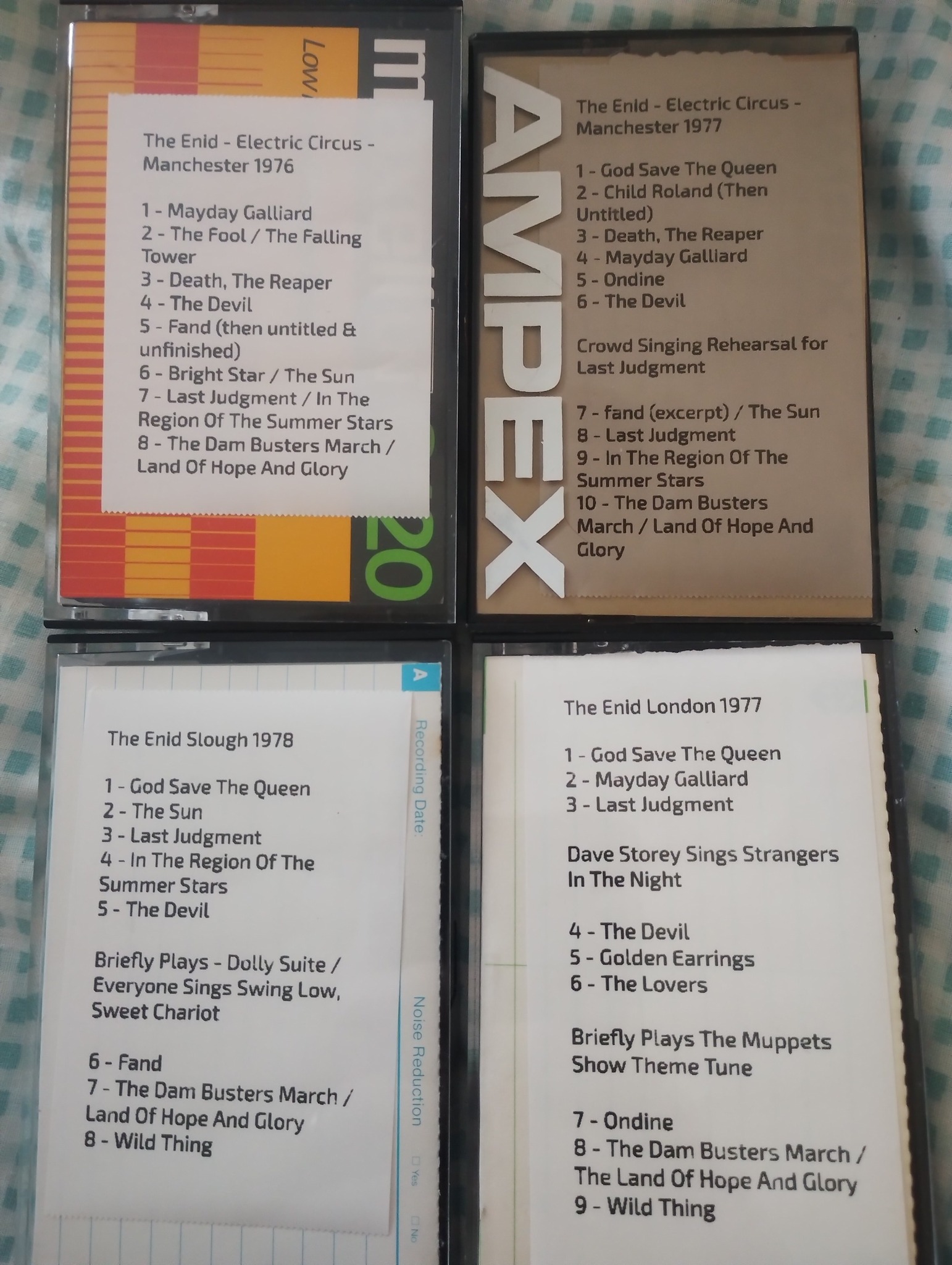 Track Listings for the recent cassettes I bought just incase 