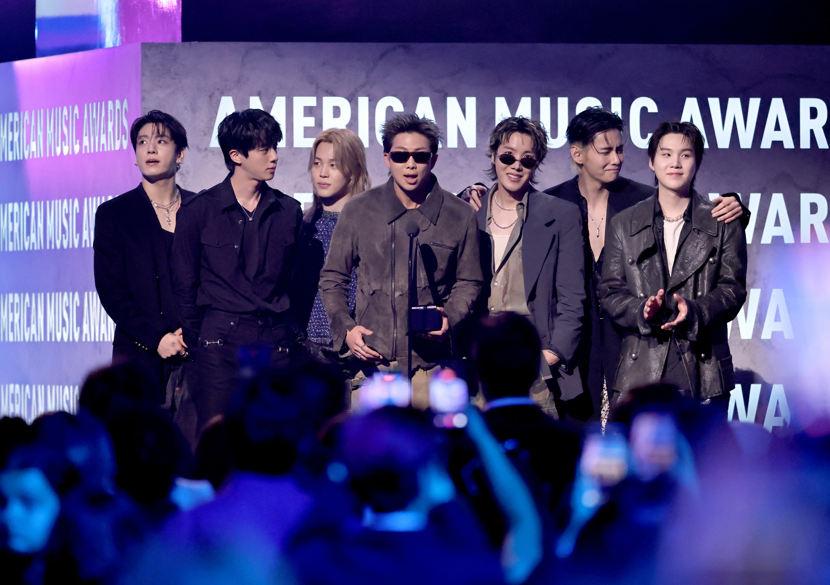 South Korean boy band BTS members Jungkook, Jin, Jimin, RM, J-Hope 