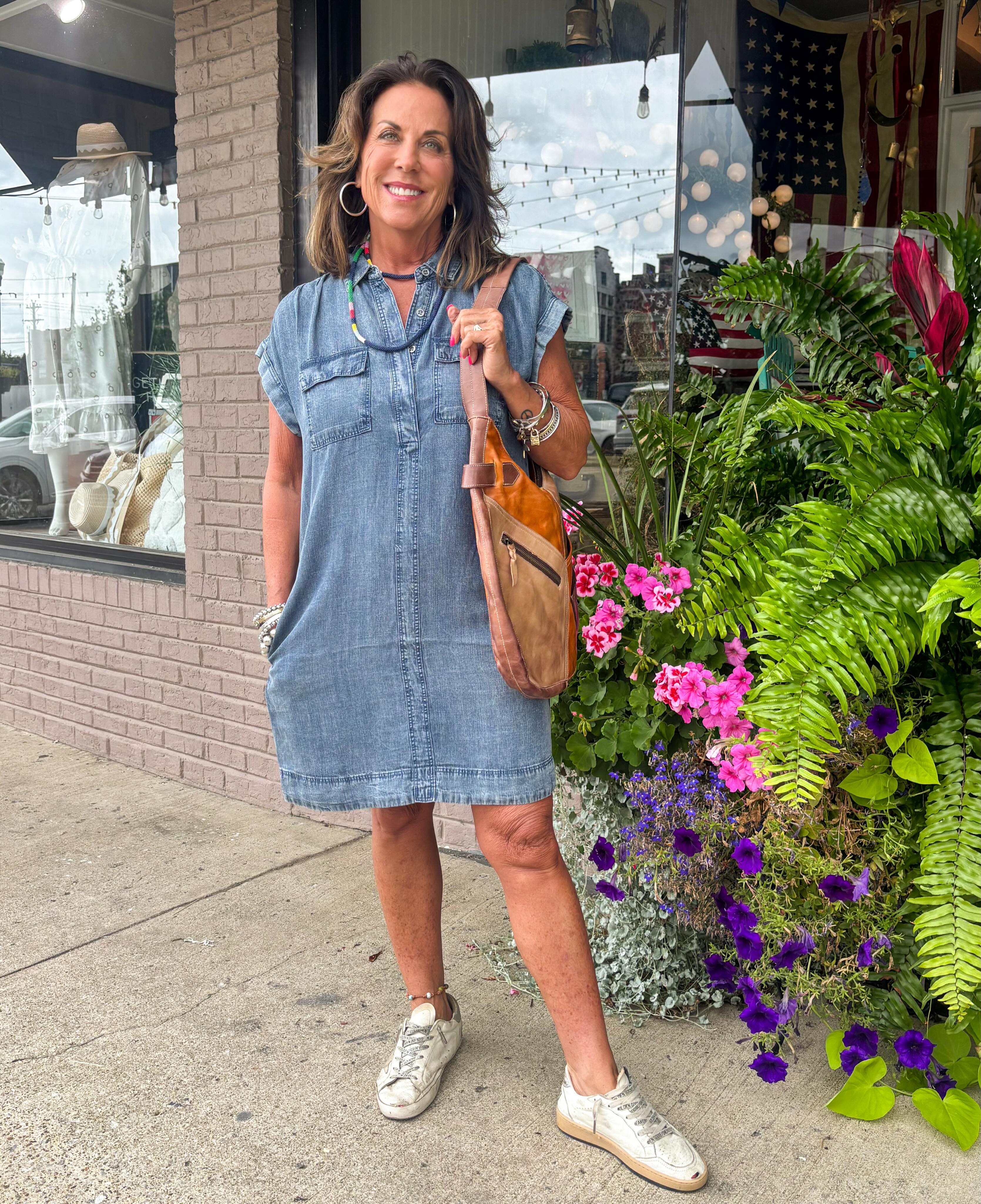 Versatile denim dress for work and night out