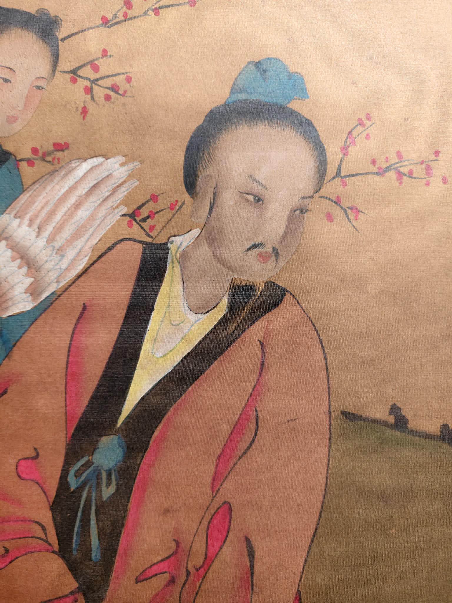 三尺绢本中堂画人物图手绘裱好尺寸:长*宽175cm*54cm 画心尺寸:长*80cm