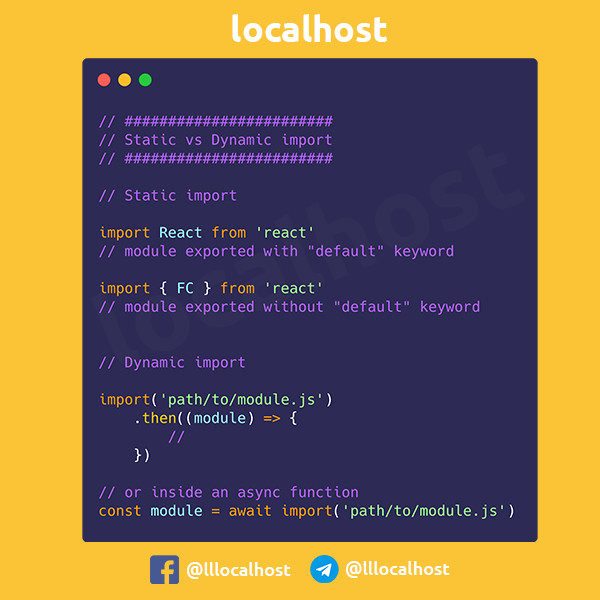localhost - Static vs Dynamic import Static import It's... | Facebook
