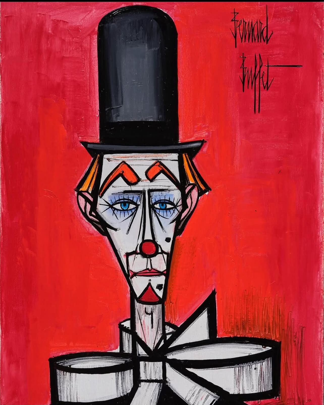 Bernard Buffet (1928-1999) Clown with a Hat 1983 Oil on Canvas