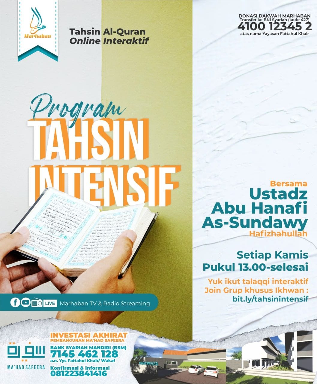 Jadwal Kajian - 📣 PROGRAM TAHSIN INTENSIF AL-QURAN ONLINE... | Facebook