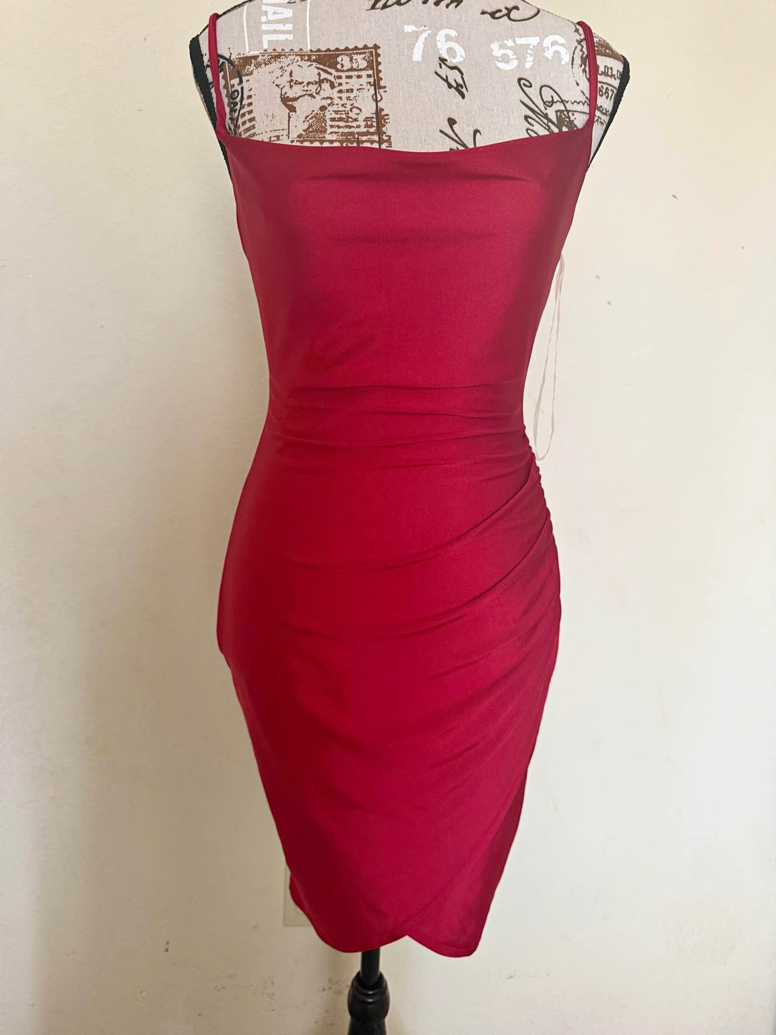 windsor red mini dress Twist and Turn in | Size: L front bust and a flattering A Windsor Red Mini Dress Size