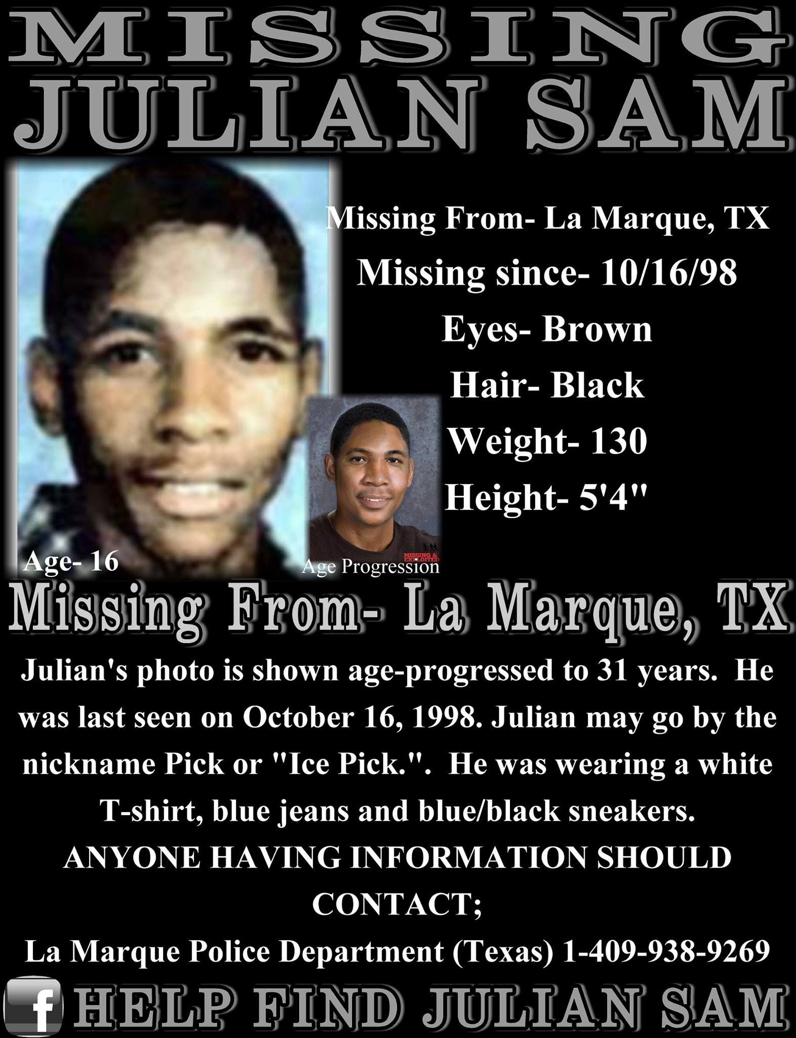 Help - Missing Julian Sam Missing From- La Marque, TX Missing since- 10 ...