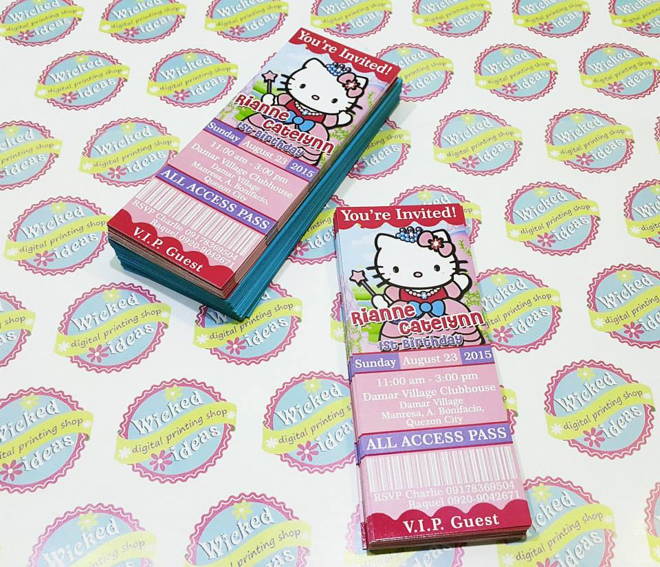 Wicked Ideas - Hello Kitty Princess theme Ticket Style Invitation ...