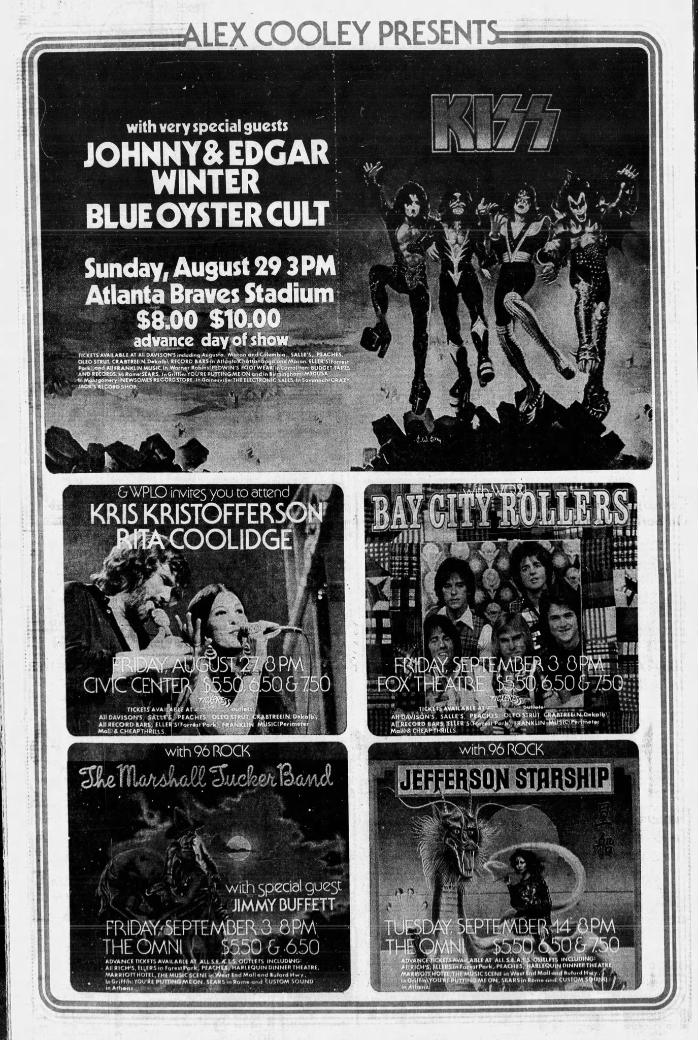 KISS and Blue Oyster Cult at Atlanta Braves Stadium in 1976