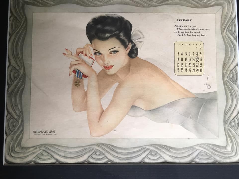 1943 Esquire calendar with Alberto Vargas drawings and WWII poems