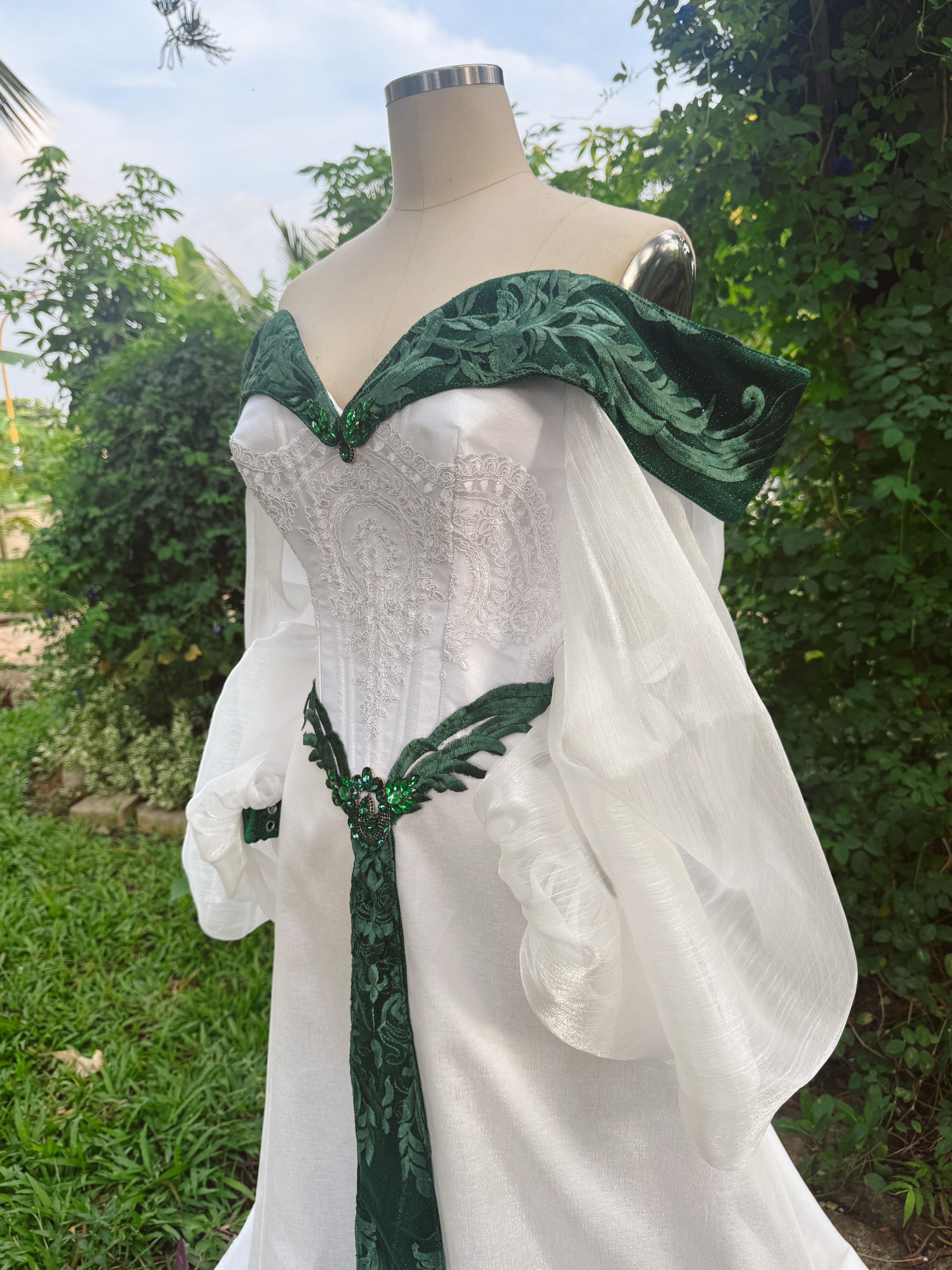 irish green wedding dress Designer Daddy Asymmetric Neckline