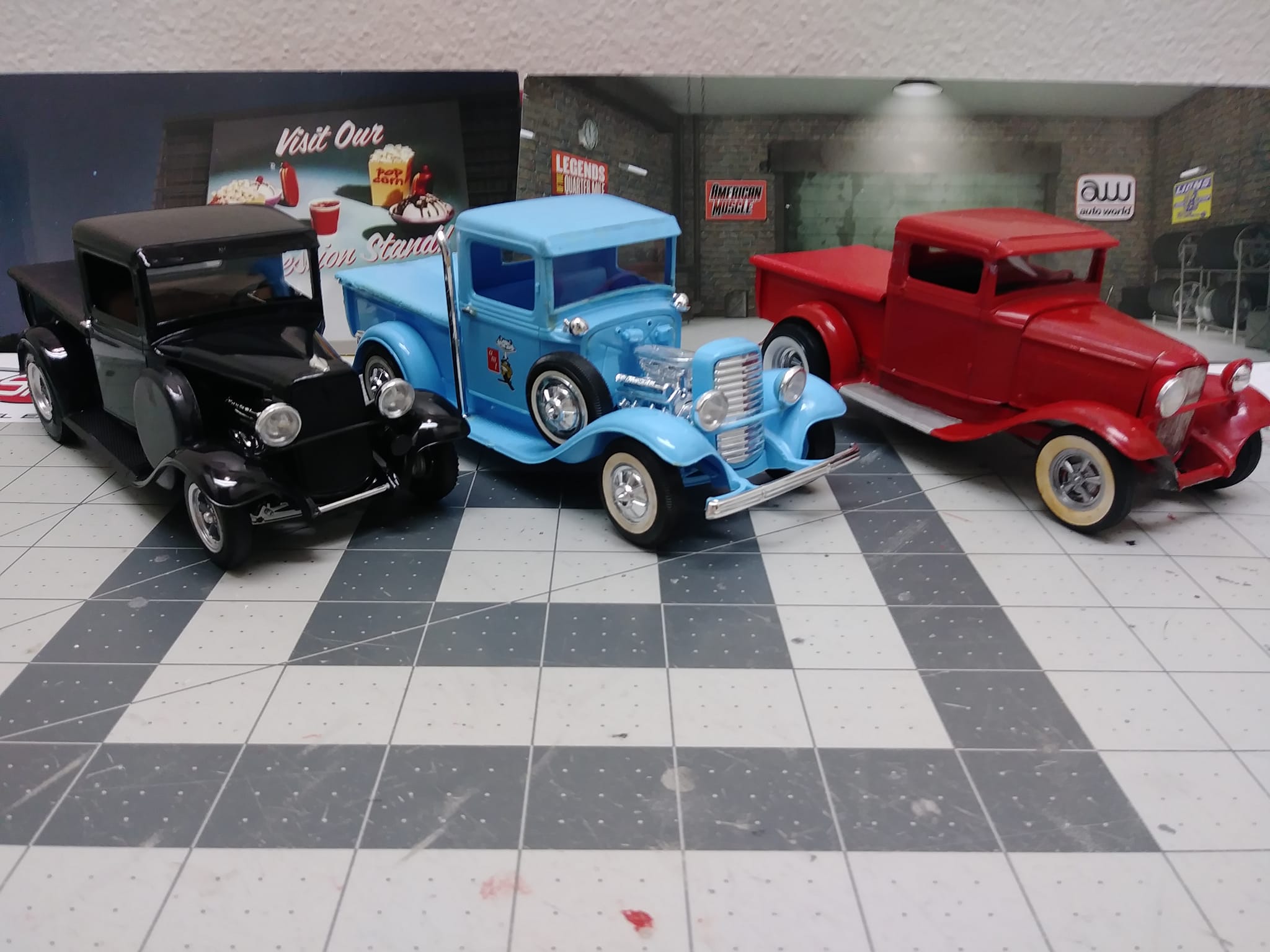 Restoring 1934 Ford pickup models in various colors