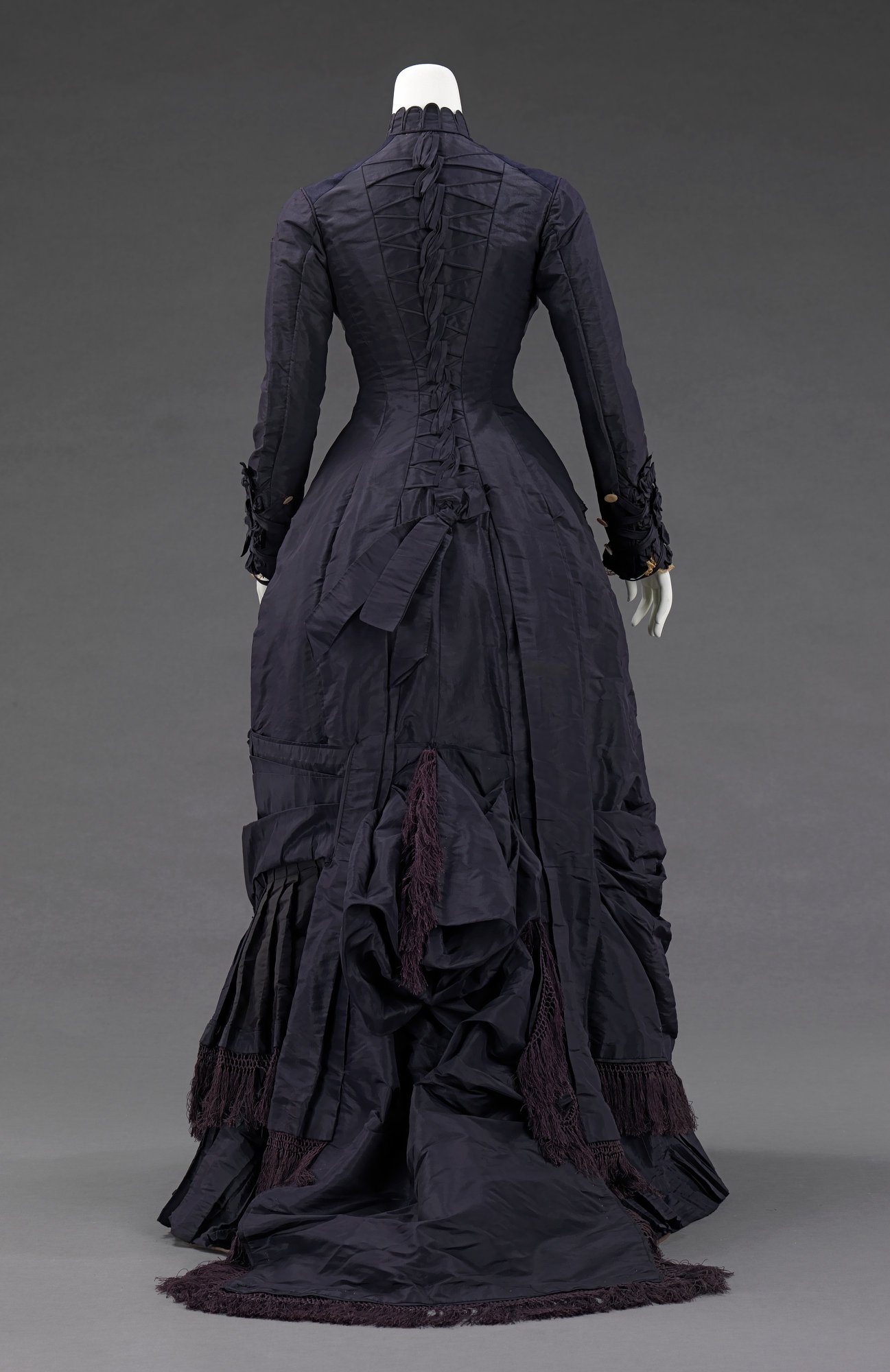 open lace back dress Victorian gothic black velvet Lucile Sharpe Crimson Peak costume main image 1