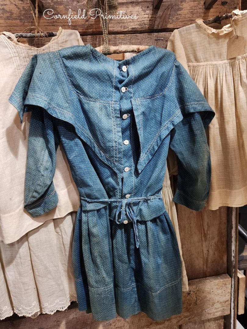 blue calico dress EDIT-SOLD. Good morning. We might not see skies today in Northern Ohio but you can come see this blue child's at Cornfield Primitives. 27662 Swartzwalder Millbury Ohio. Open 10-5 Select color:Slate dress_occasion_Party Esther dress Stacy Adams Delray 24597 and complete with white