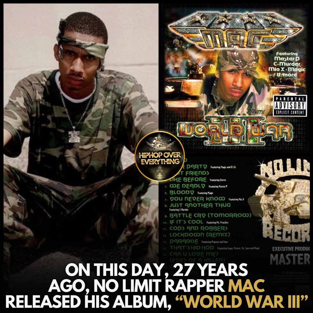 BOLA MAC/WHY WAS I BORN〜/G-RAP 📲 On this day, 27 years ago, No Limit rapper #Mac released his