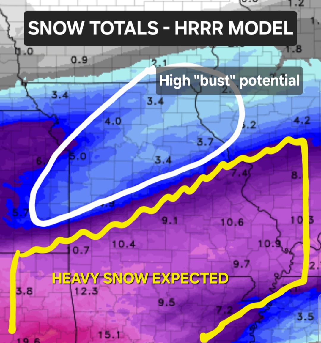 Show-Me - 2 PM FRI -- Hi res models continue to trend down with snow ...