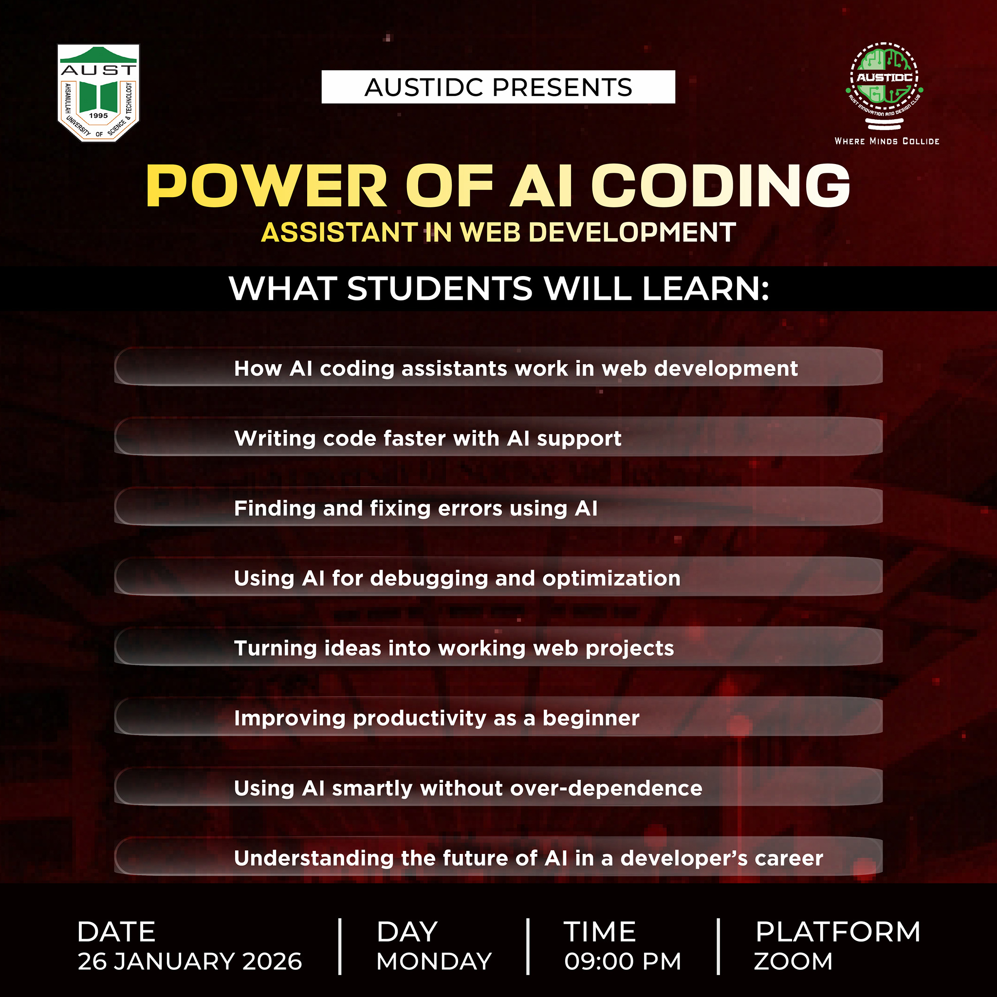 𝐏𝐨𝐰𝐞𝐫 𝐨𝐟 𝐀𝐈 𝐂𝐨𝐝𝐢𝐧𝐠:... - AUST Innovation and Design Club | Facebook