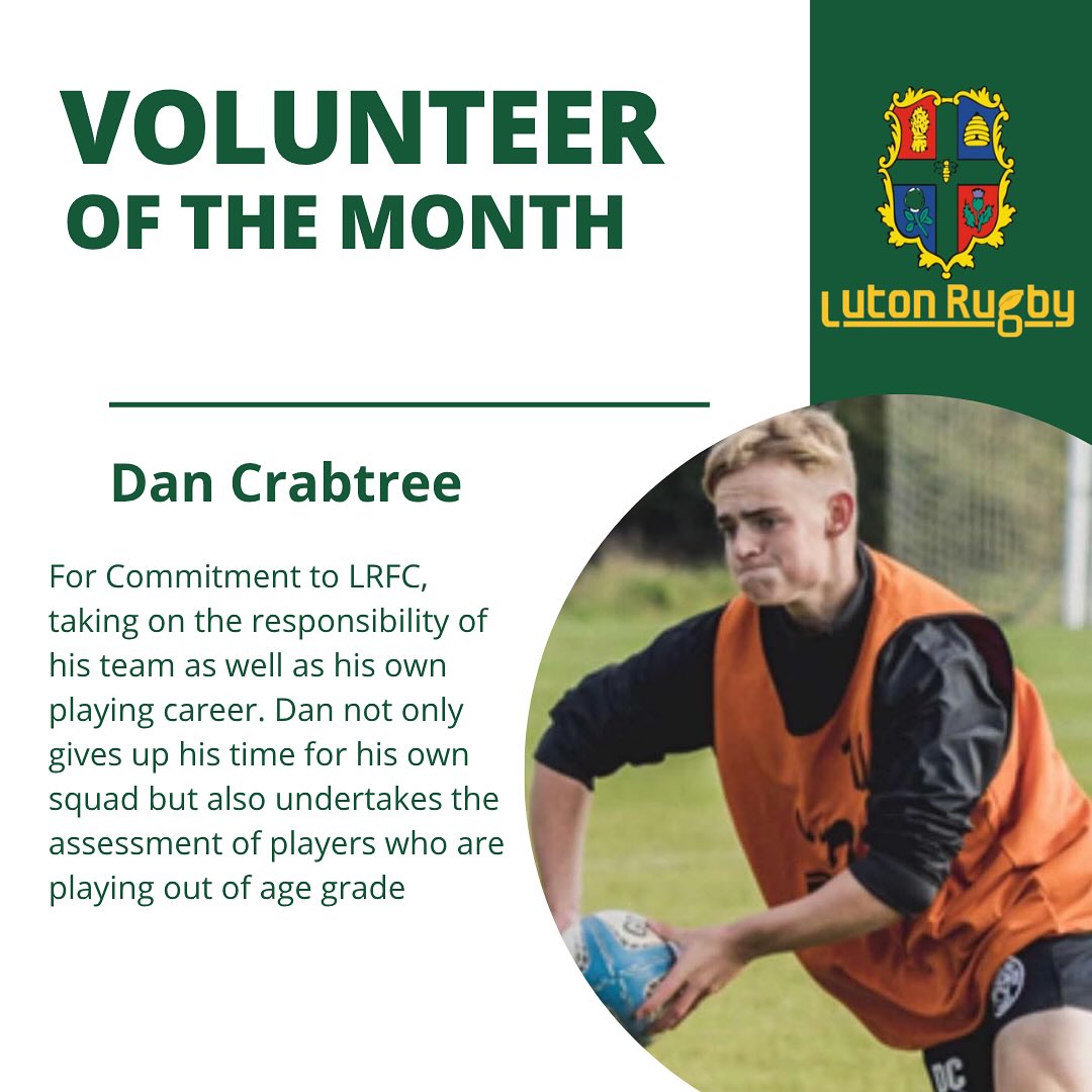 Luton Rugby - 🏆 Volunteer of the Month – Dan Crabtree! 🏉... | Facebook