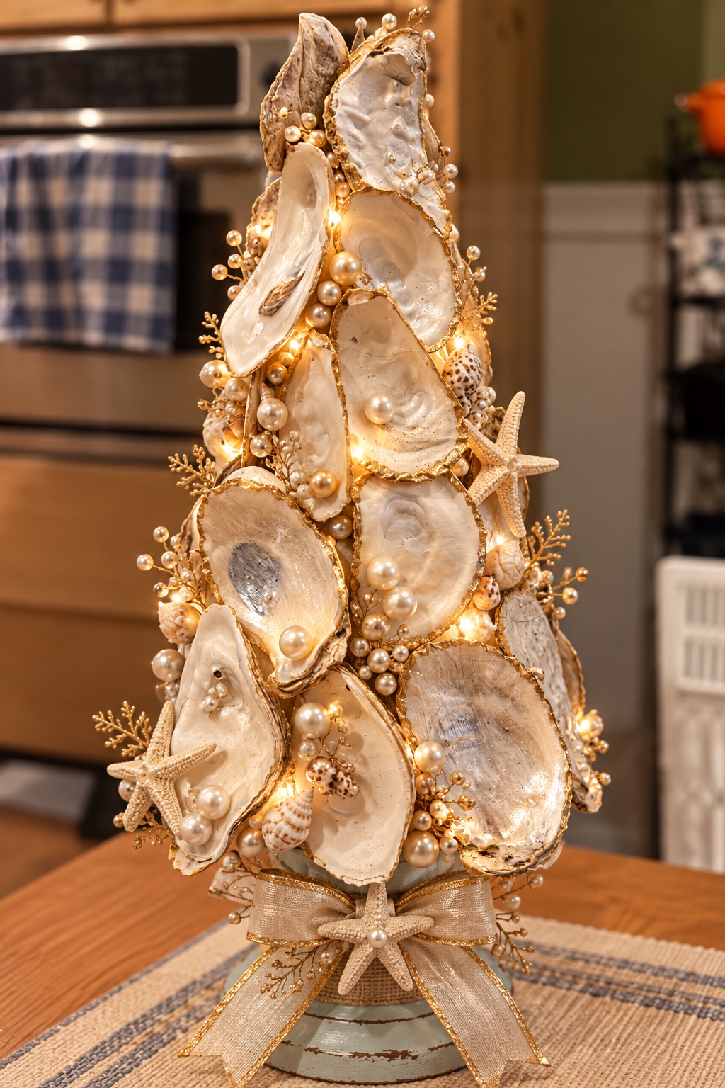 Oyster Shell Christmas Tree Making