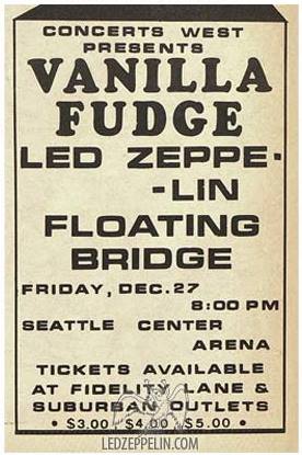 Led Zeppelin's first Seattle show was December 27, 1968