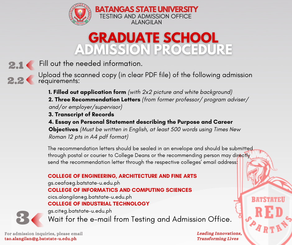 𝐆𝐑𝐀𝐃𝐔𝐀𝐓𝐄 𝐒𝐂𝐇𝐎𝐎𝐋 𝐀𝐃𝐌𝐈𝐒𝐒𝐈𝐎𝐍 𝐏𝐑𝐎𝐂𝐄𝐃𝐔𝐑𝐄 1. Download BatStateU Graduate ...