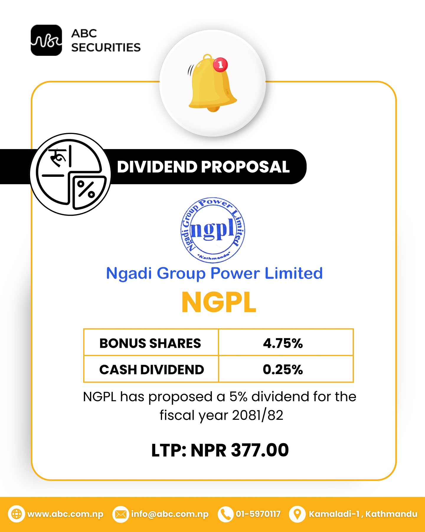 ABC - - Ngadi Group Power Limited (NGPL) has proposed 4.75% bonus ...