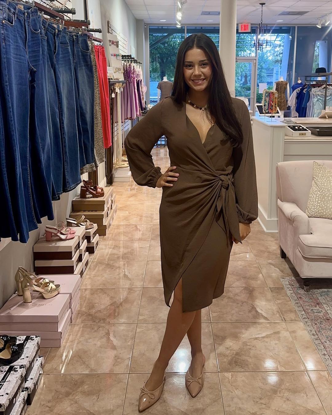 Timeless elegance wrap dress for wedding or date night at Simply Chic Boutique Mandeville