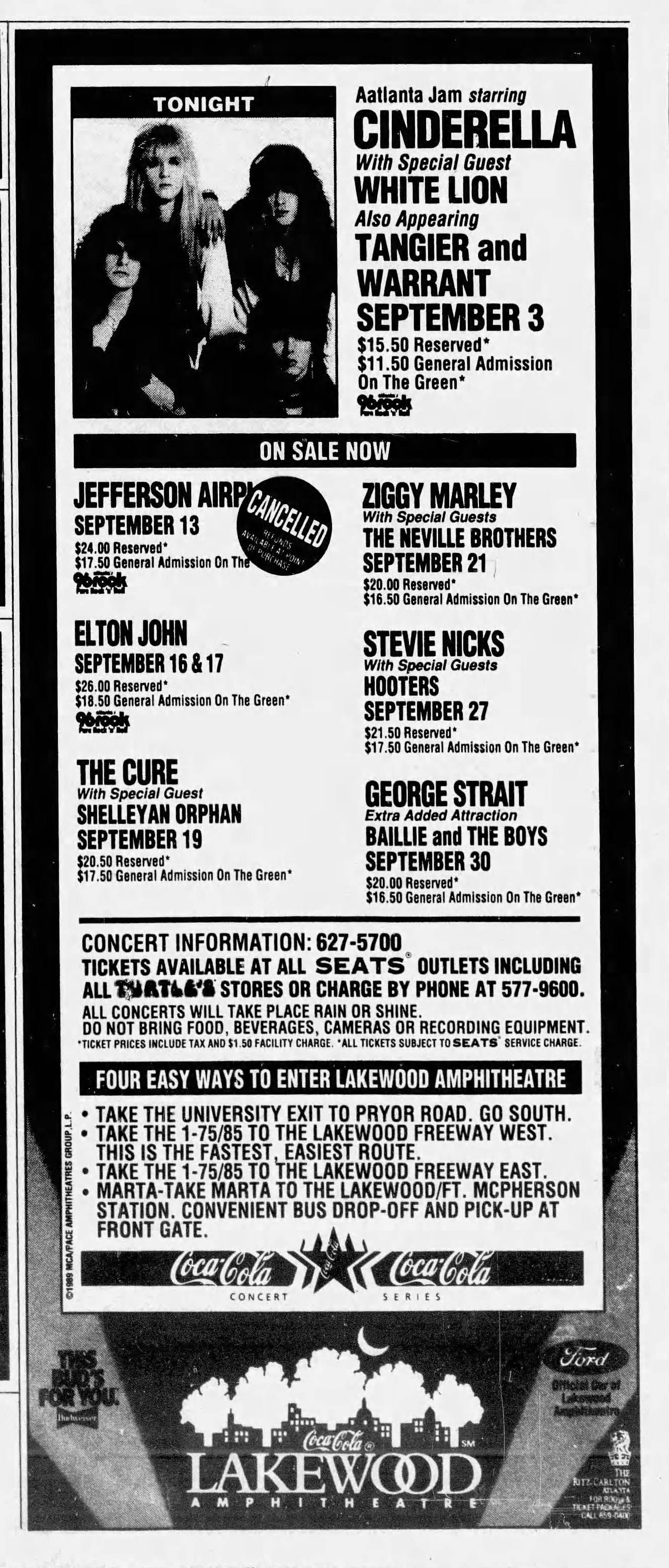 Cinderella headlined Atlanta Jam in 1989