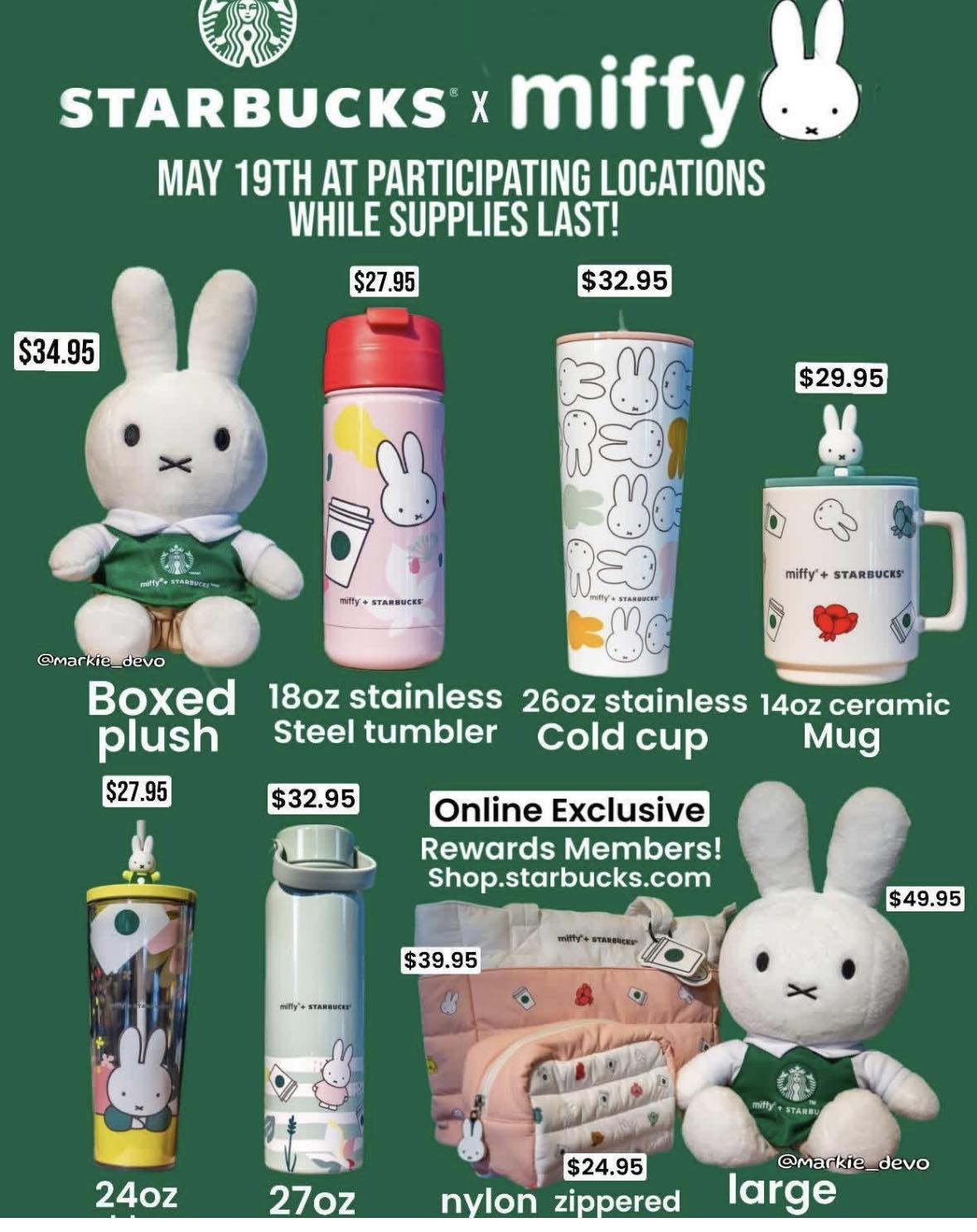 Reserve member needed for Miffy tote/pouch order