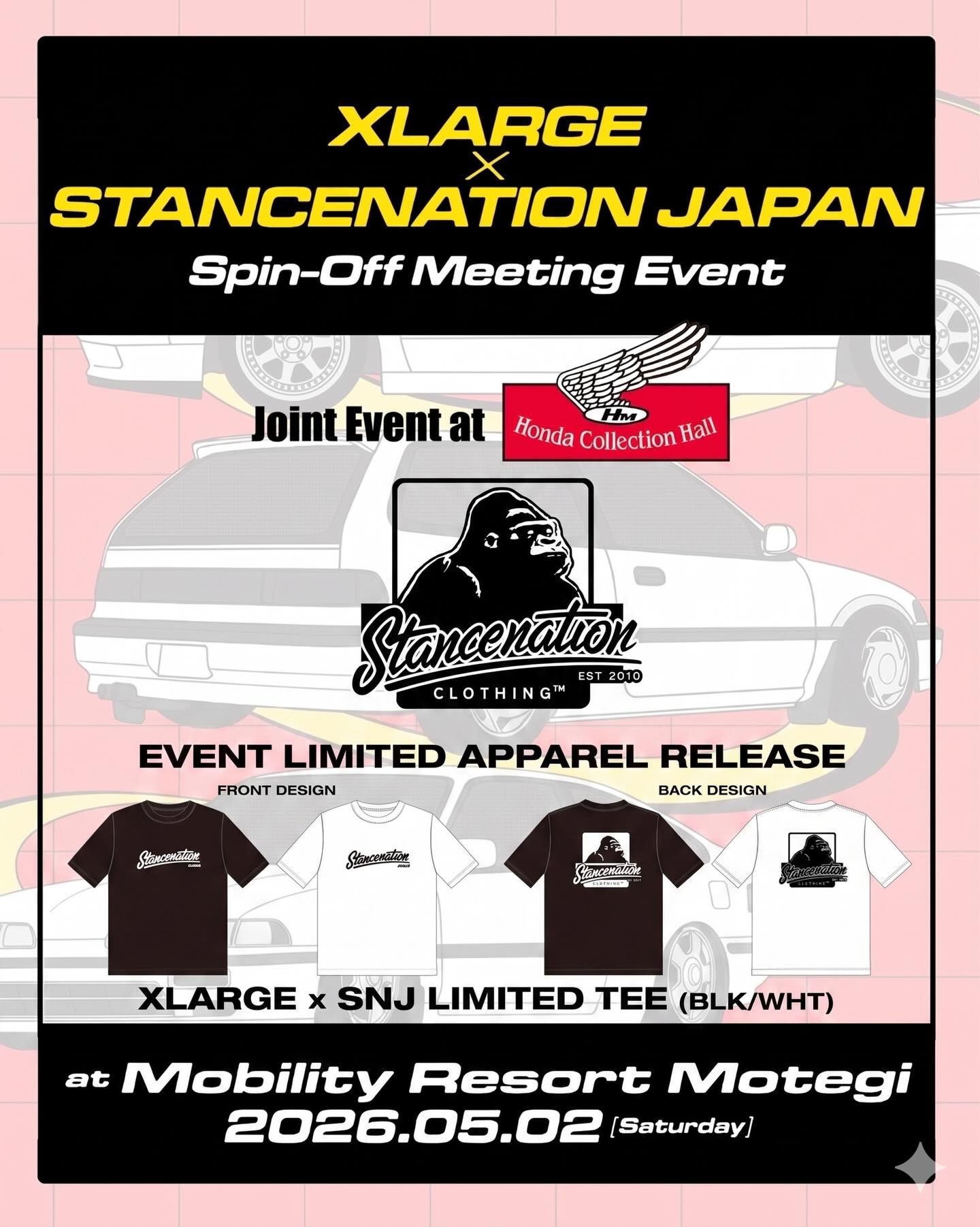 スタンスネーション　限定Tシャツ　STANCE NATION 当時物　車イベント ついに解禁！ XLARGE × STANCENATION JAPAN 🤝 Joint Event at Honda