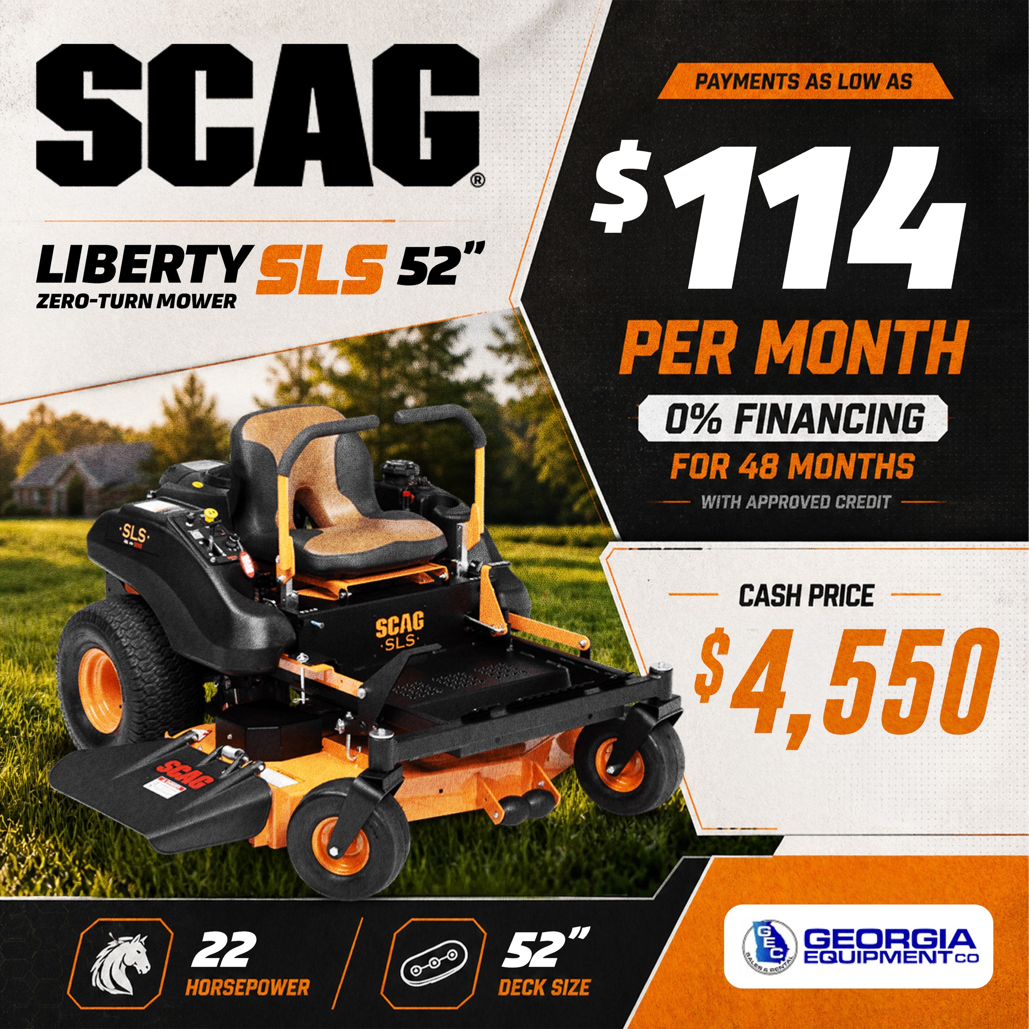 Scag Liberty zero-turn mowers on sale at Georgia Equipment
