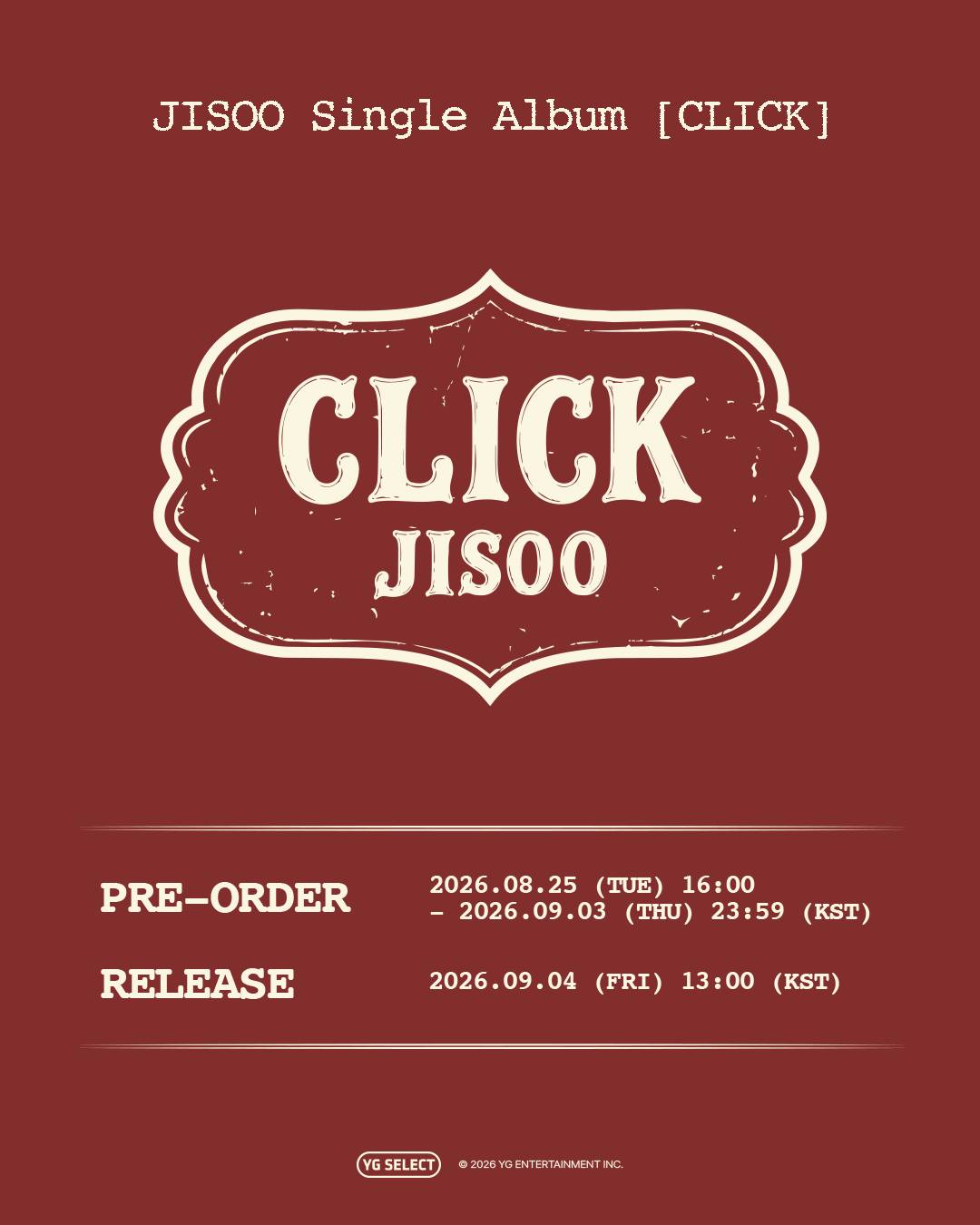 💿 JISOO Single Album [CLICK] YG SELECT EXCLUSIVE BENEFIT PREVIEW