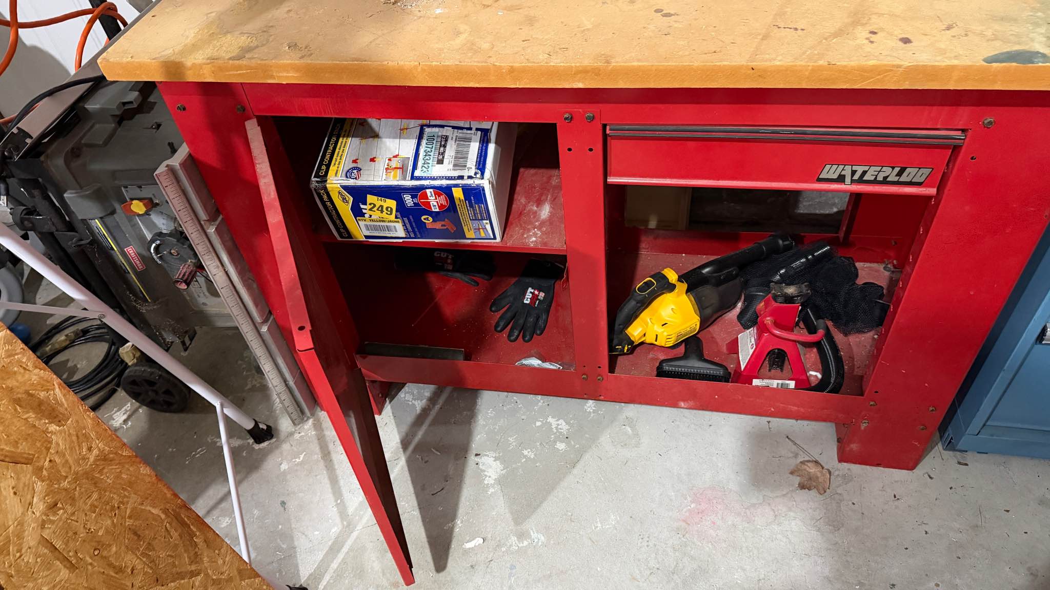Waterloo work bench with light bar and pegboard back - Ladders ...