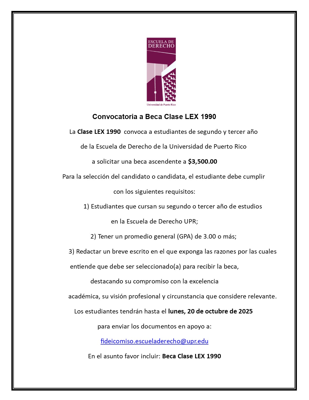 Escuela - La Clase LEX 1990 convoca a estudiantes de segundo y tercer ...